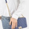 Quilted Denim Shoulder Bag - Mixed Metal Hardware