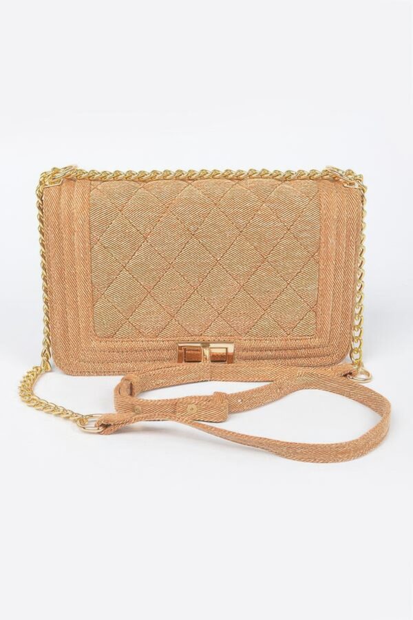 Quilted Denim Shoulder Bag - Mixed Metal Hardware
