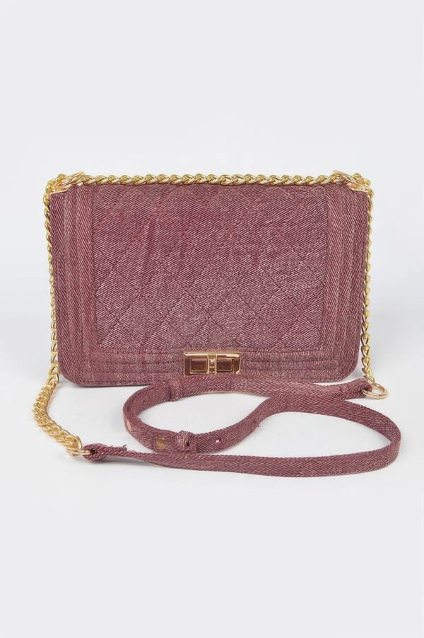 Quilted Denim Shoulder Bag - Mixed Metal Hardware