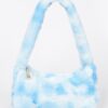 Tie-Dye Faux Fur Shoulder Bag with Vibrant Swirl