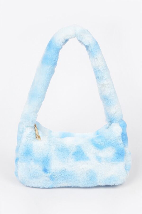 Tie-Dye Faux Fur Shoulder Bag with Vibrant Swirl