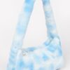 Tie-Dye Faux Fur Shoulder Bag with Vibrant Swirl