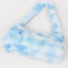 Tie-Dye Faux Fur Shoulder Bag with Vibrant Swirl