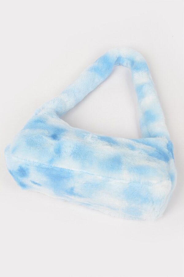 Tie-Dye Faux Fur Shoulder Bag with Vibrant Swirl