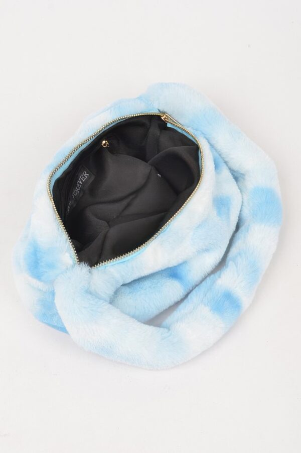 Tie-Dye Faux Fur Shoulder Bag with Vibrant Swirl