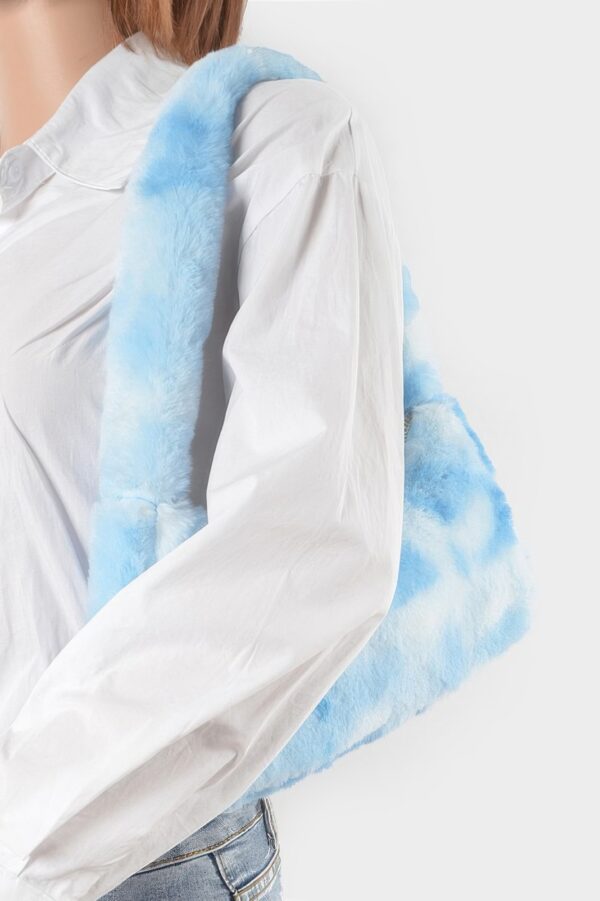 Tie-Dye Faux Fur Shoulder Bag with Vibrant Swirl