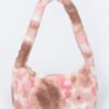 Tie-Dye Faux Fur Shoulder Bag with Vibrant Swirl