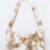 Tie-Dye Faux Fur Shoulder Bag with Vibrant Swirl
