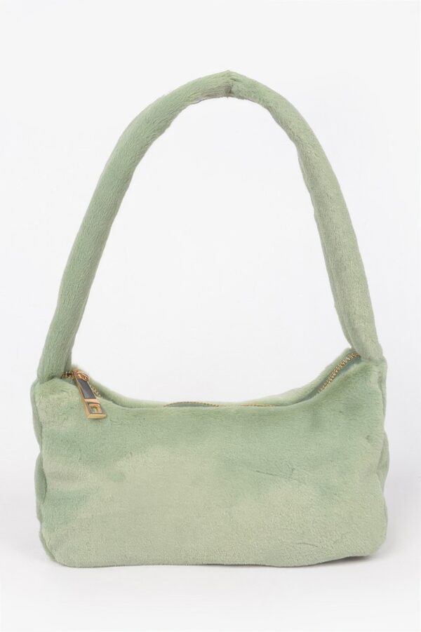 Solid Faux Fur Shoulder Bag – Compact Plush Style