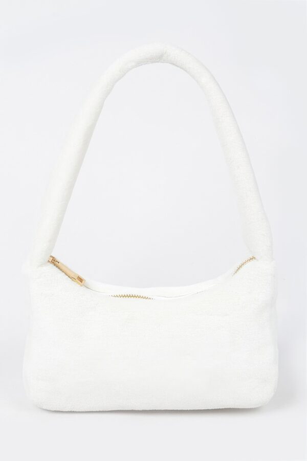 Solid Faux Fur Shoulder Bag - Compact Plush Style