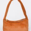 Solid Faux Fur Shoulder Bag - Compact Plush Style