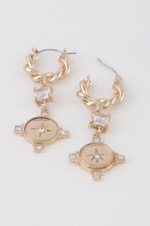 Twisted Star Drop Earrings with Shimmer Detail