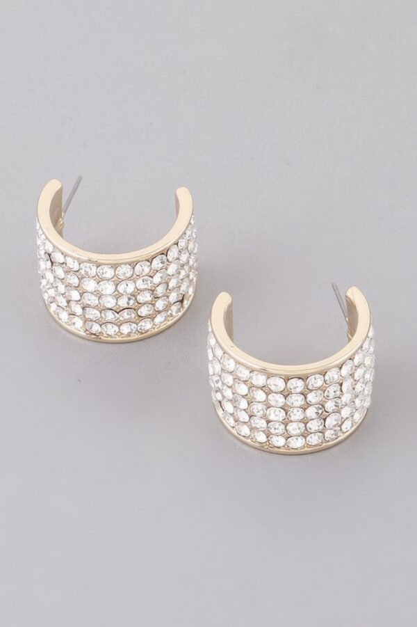 Mini Huggie Earrings with Embedded Rhinestones