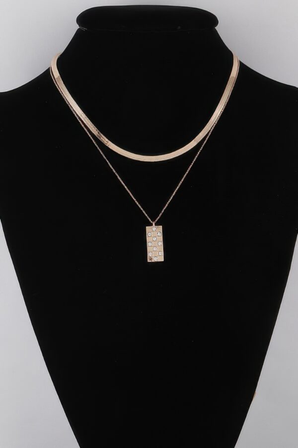 Checkered Jewel Pendant Necklace – 12in Accent