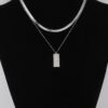 Checkered Jewel Pendant Necklace - 12in Accent