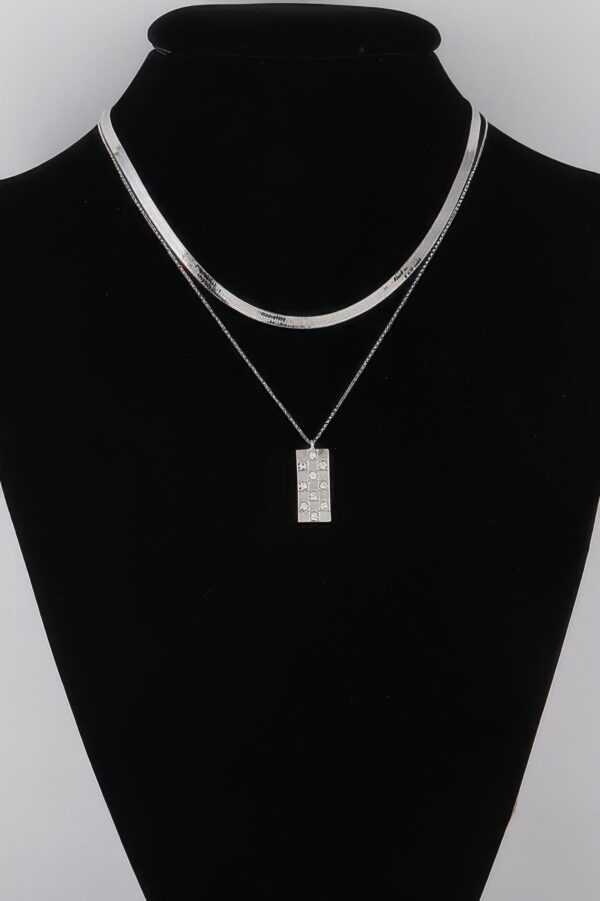 Checkered Jewel Pendant Necklace - 12in Accent