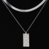 Checkered Jewel Pendant Necklace - 12in Accent