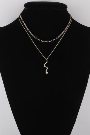 Snake Pendant Necklace with Jeweled Accents