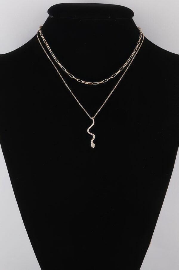 Snake Pendant Necklace with Jeweled Accents
