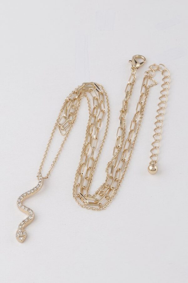Snake Pendant Necklace with Jeweled Accents
