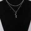Snake Pendant Necklace with Jeweled Accents