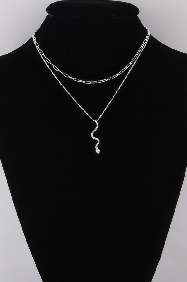 Snake Pendant Necklace with Jeweled Accents