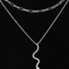 Snake Pendant Necklace with Jeweled Accents