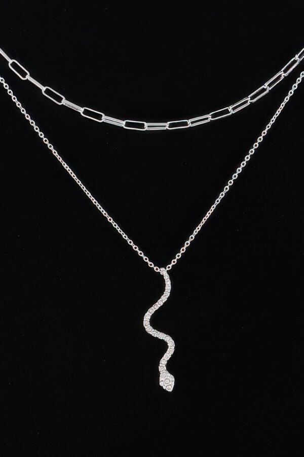 Snake Pendant Necklace with Jeweled Accents