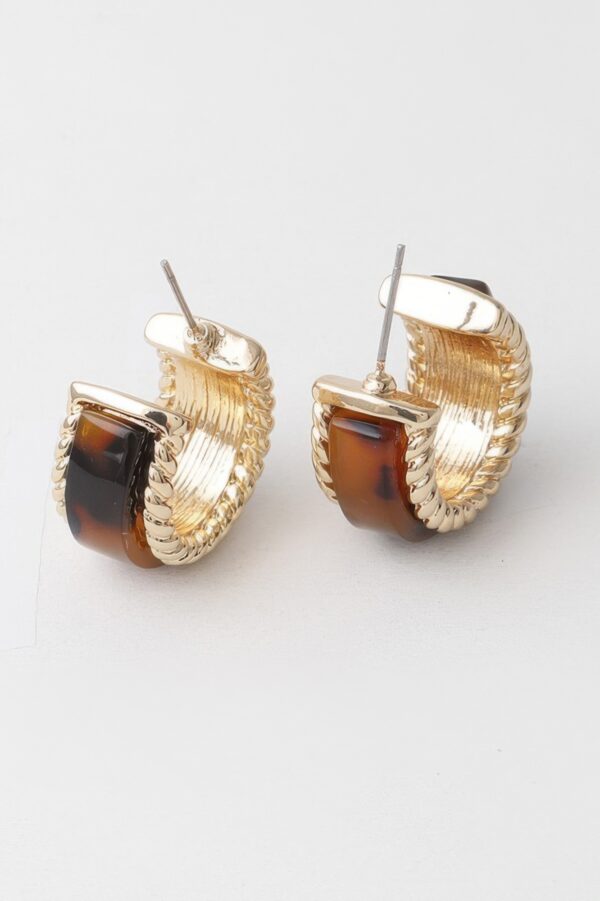 Twist-Textured Marble Huggie Earrings - Compact Hoops