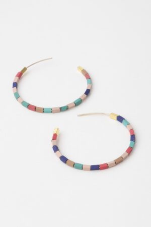 Clay-Bead Hoop Earrings – Textured Hoop Design
