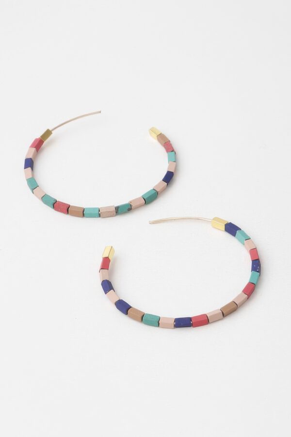 Clay-Bead Hoop Earrings – Textured Hoop Design