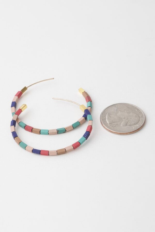 Clay-Bead Hoop Earrings - Textured Hoop Design
