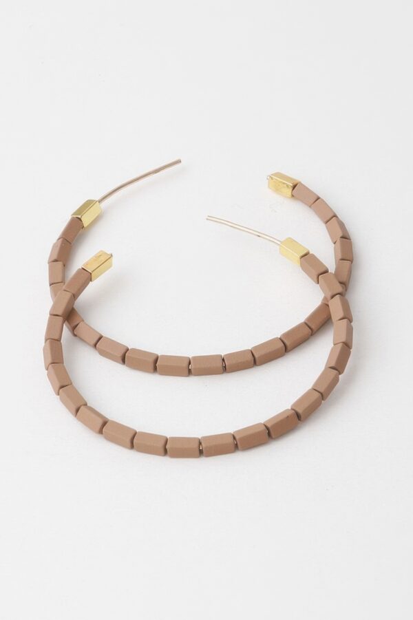 Clay-Bead Hoop Earrings - Textured Hoop Design