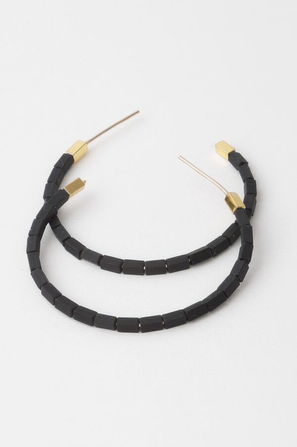 Clay-Bead Hoop Earrings - Textured Hoop Design