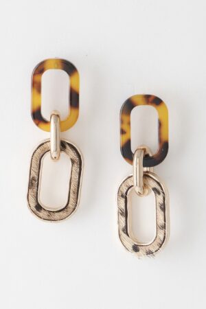 Two-Tone Link Chain Drop Earrings – Contrast Finish