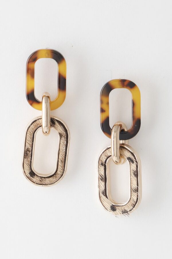 Two-Tone Link Chain Drop Earrings – Contrast Finish