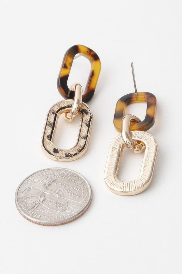 Two-Tone Link Chain Drop Earrings - Contrast Finish