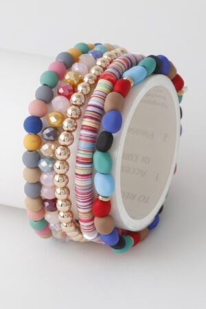 Multi-Bead Crystal Bracelet with Decorative Accents
