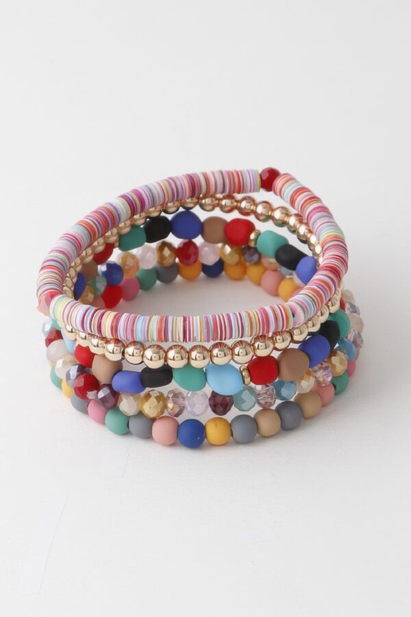 Multi-Bead Crystal Bracelet with Decorative Accents
