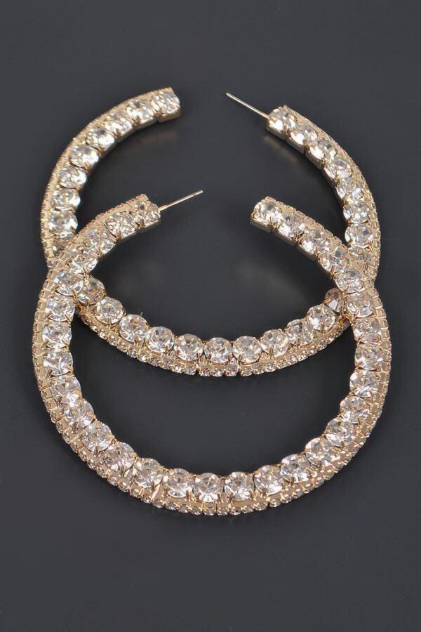 60mm Rhinestone Hoop Earrings – Classic Sparkle Hoop