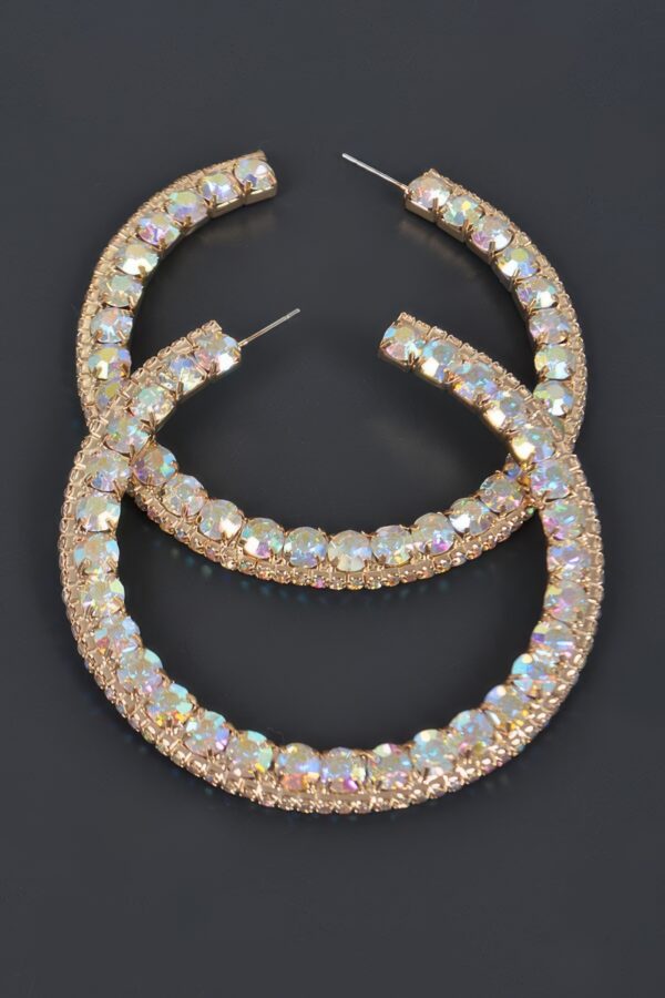 60mm Rhinestone Hoop Earrings - Classic Sparkle Hoop