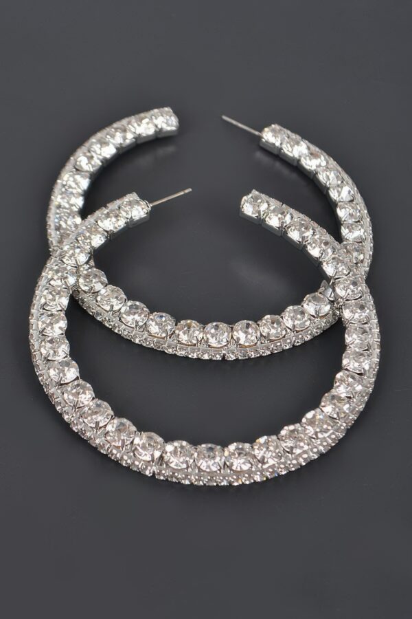 60mm Rhinestone Hoop Earrings - Classic Sparkle Hoop