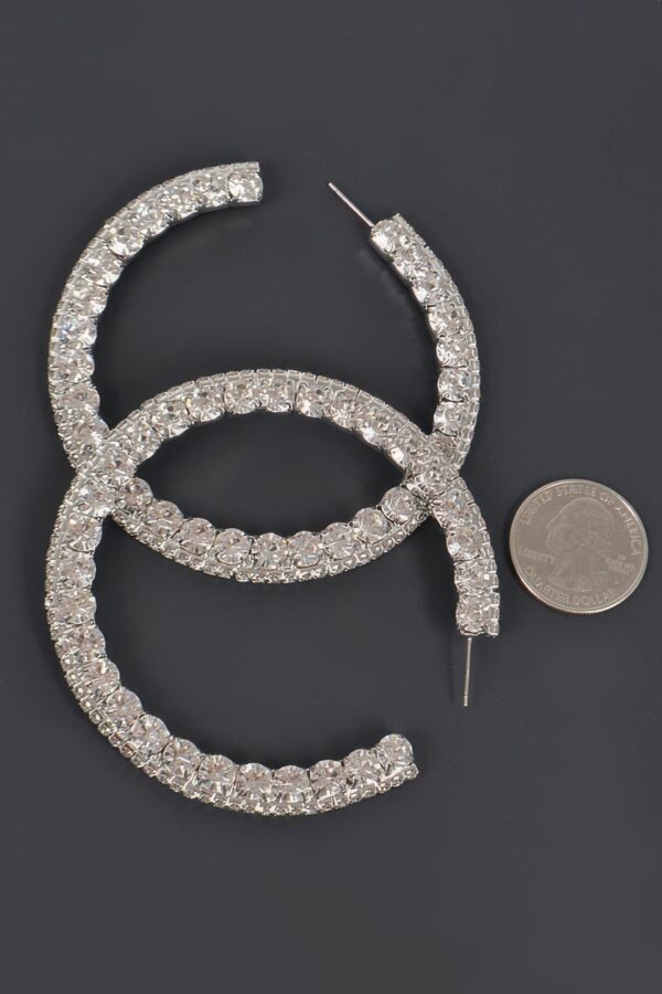 60mm Rhinestone Hoop Earrings - Classic Sparkle Hoop