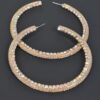 Rhinestone Hoop Earring – 80mm Crystal Accent Hoop