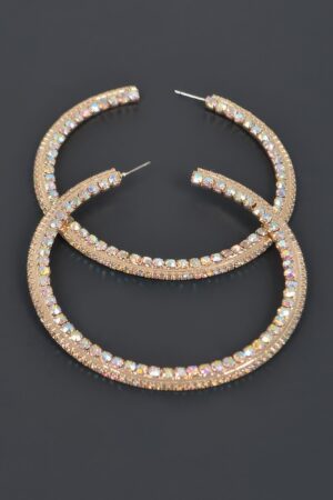 Rhinestone Hoop Earring – 80mm Crystal Accent Hoop