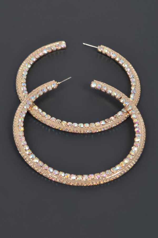 Rhinestone Hoop Earring – 80mm Crystal Accent Hoop