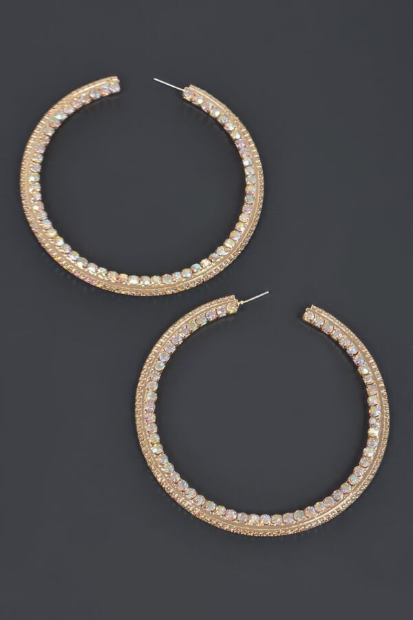 Rhinestone Hoop Earring - 80mm Crystal Accent Hoop