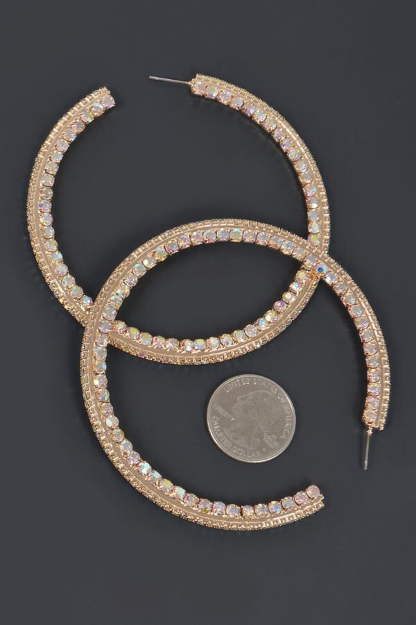 Rhinestone Hoop Earring - 80mm Crystal Accent Hoop