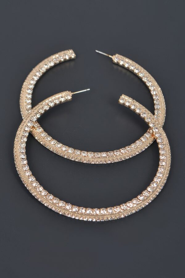 Rhinestone Hoop Earring - 80mm Crystal Accent Hoop