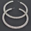 Rhinestone Hoop Earring - 80mm Crystal Accent Hoop
